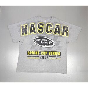 NASCAR T-Shirt Mens 2XL Gray Sprint Cup Series 2015 Schedule Shirt Y2k AOP.‎
